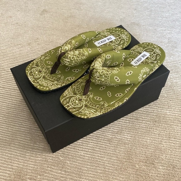 The Attico Indie Bandana Printed Thong Sandals Flip Flops Green Size 11 41 NWT - Picture 4 of 8